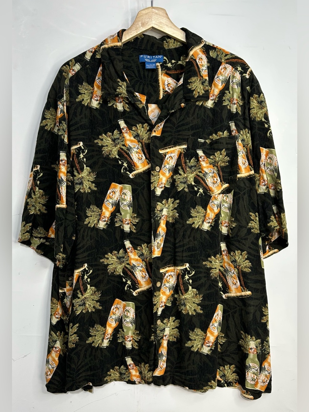 Puritan Vacation Print Black Luau Shirt 3XL (54-56)